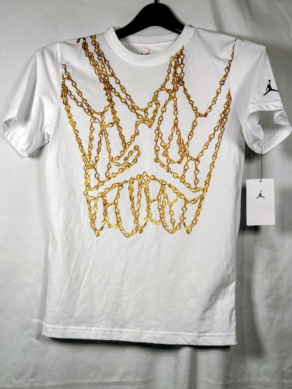 Jordan White Tee with Red Jumpman and Gray Lettering